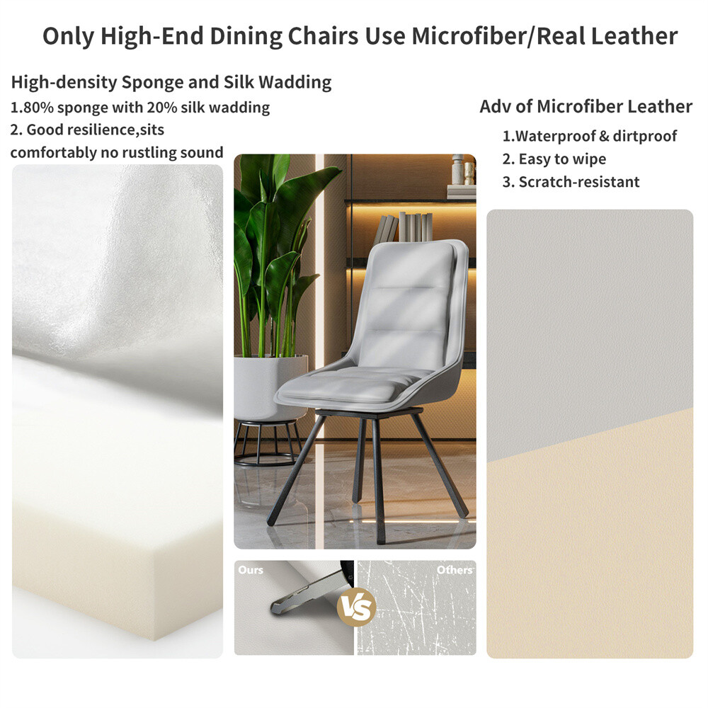 2x Ergonomic Swivel Dining Chair High Back Armless Kitchen Chairs Furniture NEW