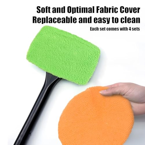 Car Windshield Cleaning Tool, Extendable Handle Window Cleaner Kit with 4PCS