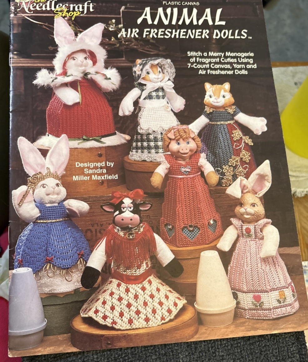 Vtg Rare The Needlecraft Shop ANIMAL AIR FRESHENER DOLLS 1996 Bk 963121