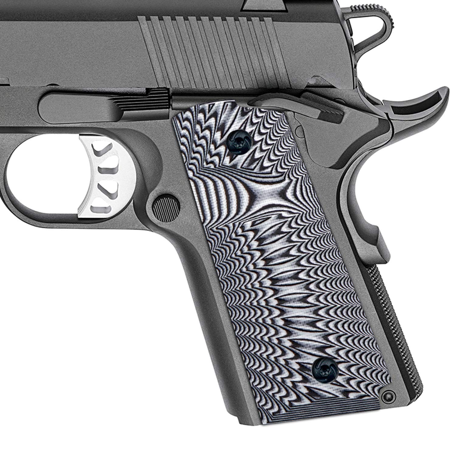 Guuun G10 Grips for 1911 Compact/Officer, Sunburst Texture - White/Black White