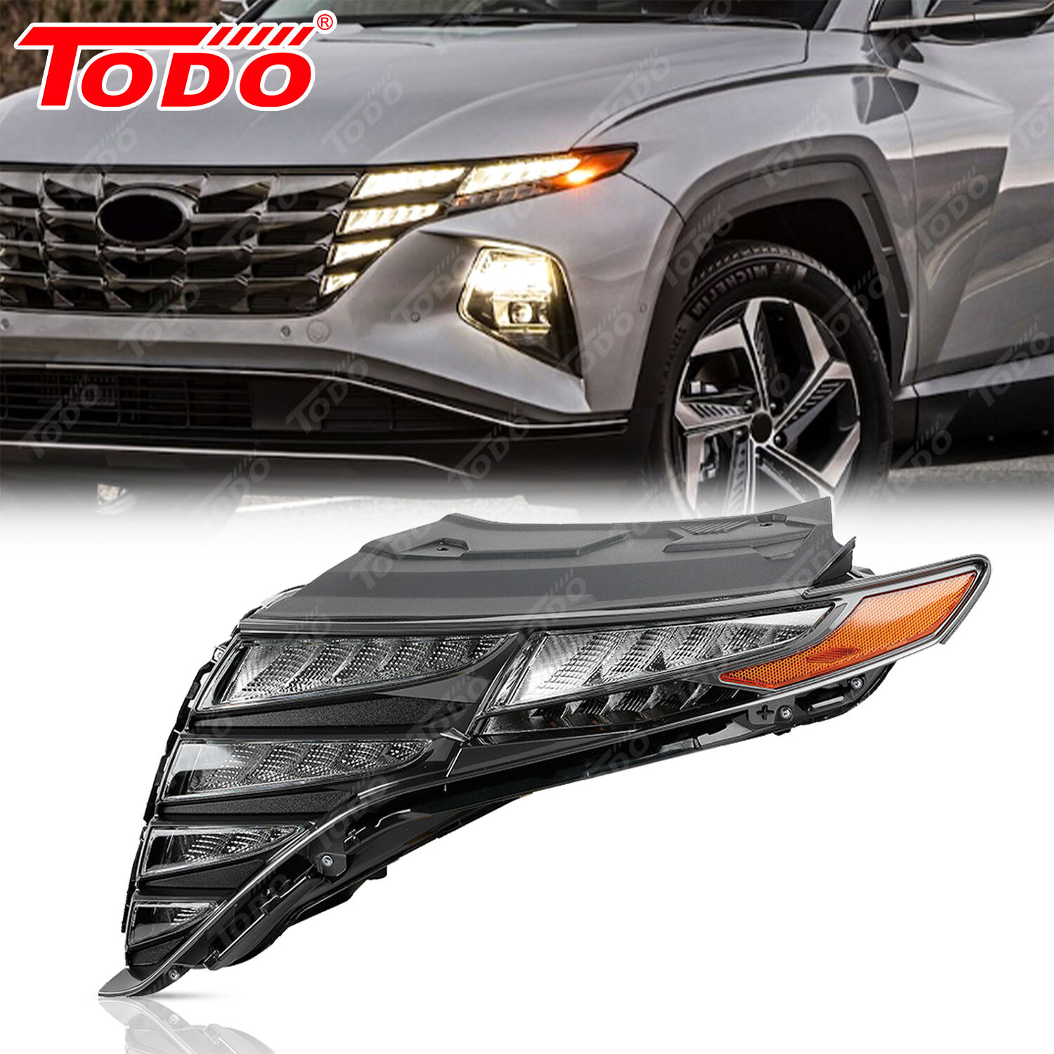For 2022-2024 Hyundai Tucson LED DRL Headlight Left Driver Side Black 92207CW010