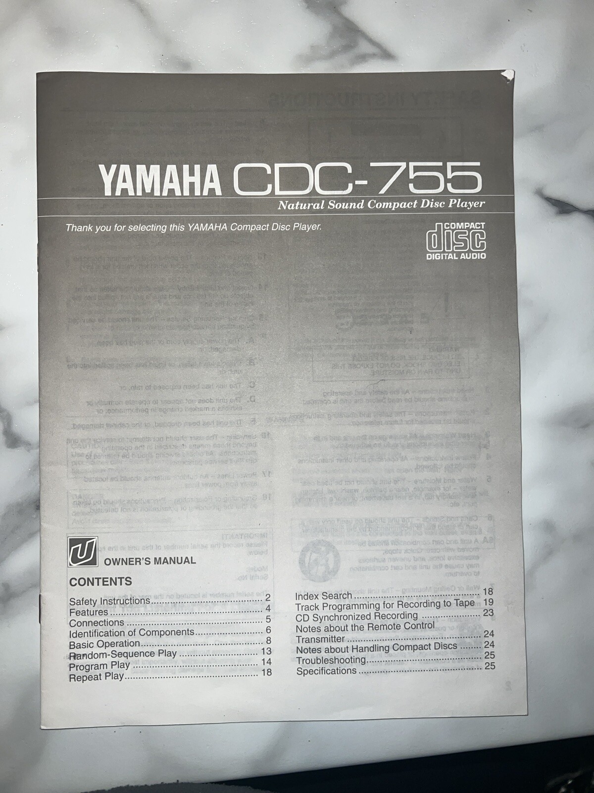 Yamaha CDC-755 CD Player Owners Manual *Original*