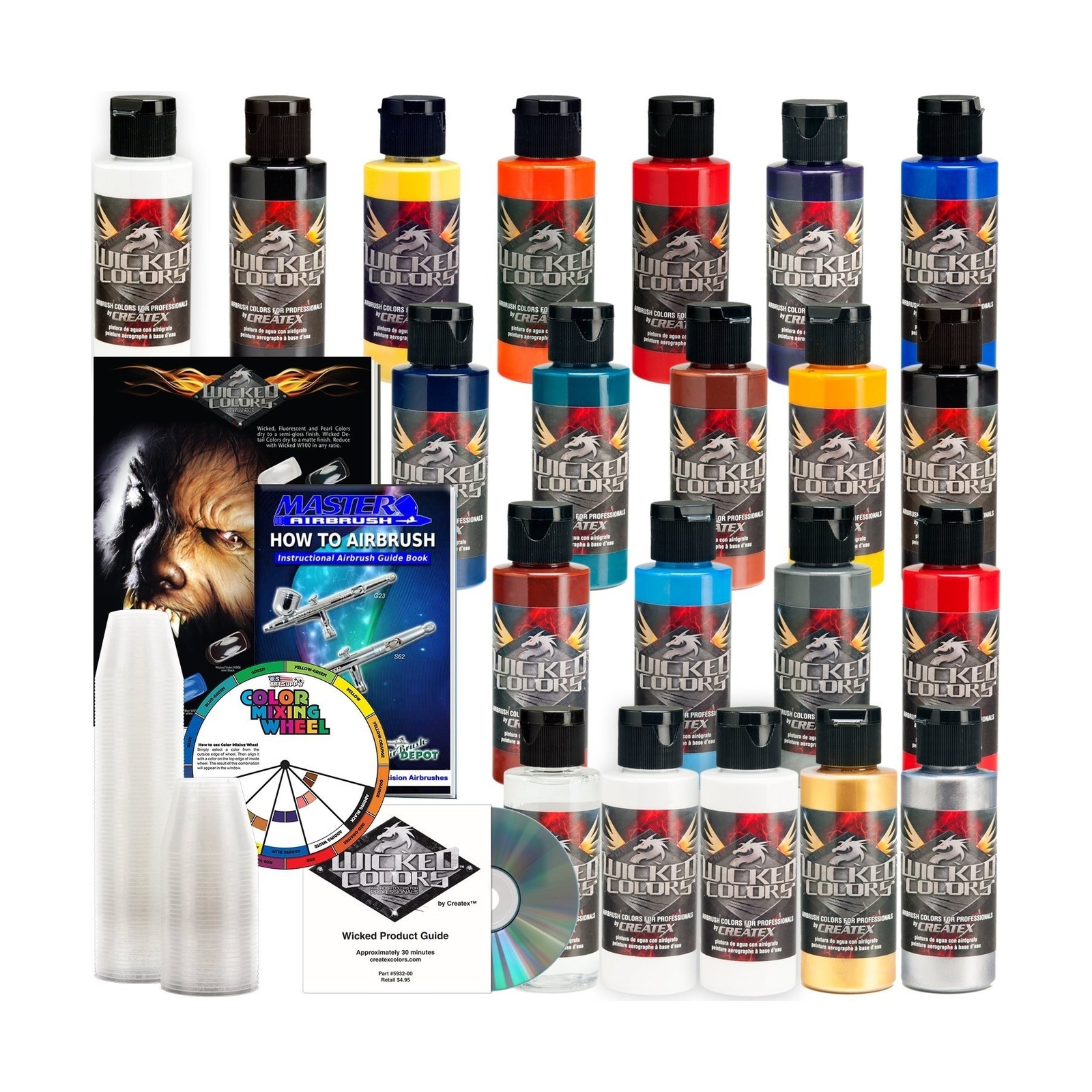 Createx 20 Wicked Colors 2oz Starter Colors Airbrush Paint Set