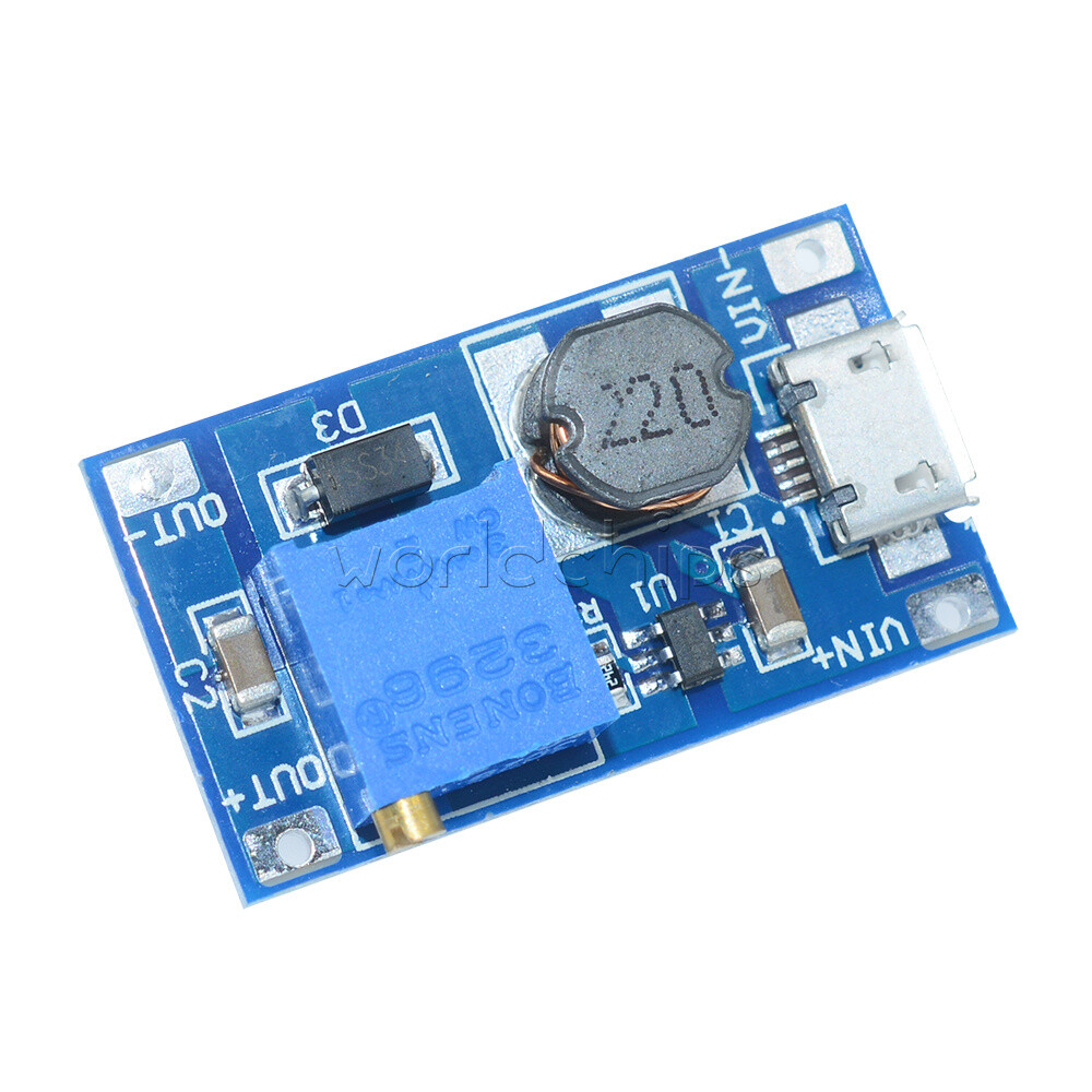 2A Step-up Board MT3608 2V-24V Input DC Boost Converter Module Micro USB/Type-C