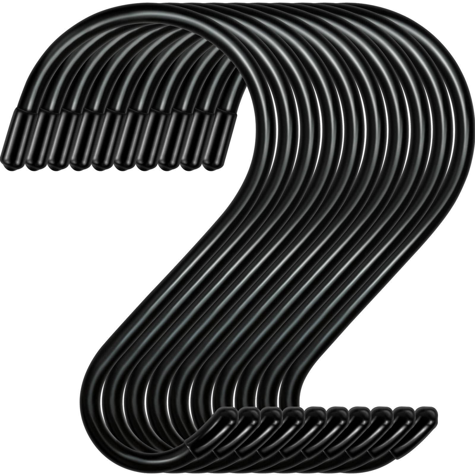 Dreecy 10 Pack 5 Inch S Hooks for Hanging Plants, Heavy Duty Metal Black Rubb...
