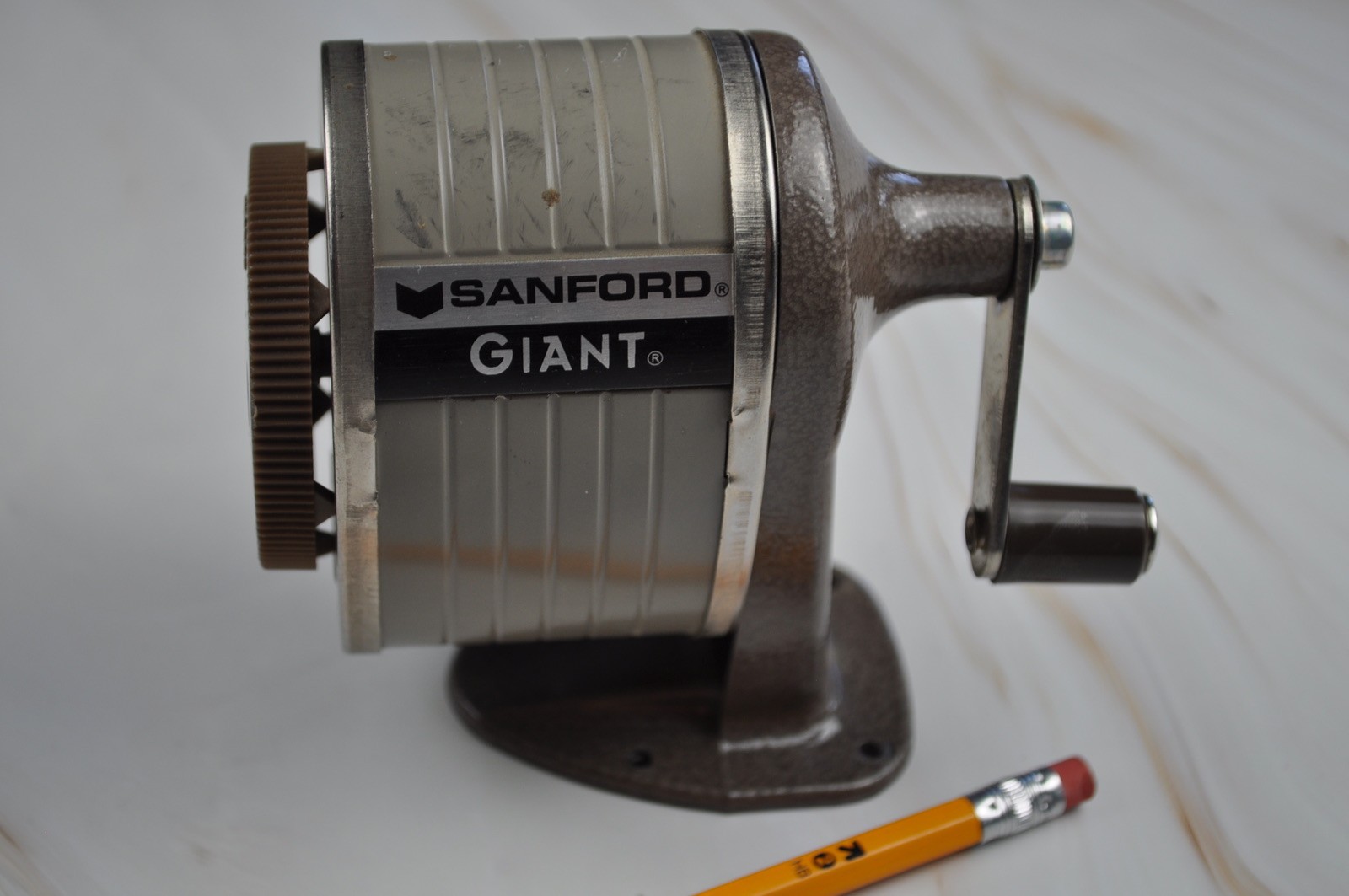 Vintage Sanford Giant Hand Crank Pencil Sharpener Gray Desktop Office