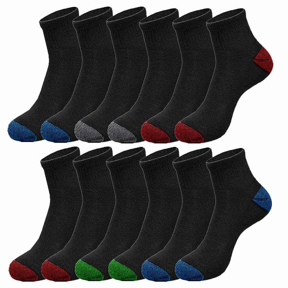 3-12 Pairs Mens Premium Athletic Plain Cotton Ankle Crew Socks Low Cut Size 9-13