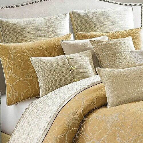 SET of 2 CANDICE OLSON Amour EURO SHAM 26" x 26" Khaki Gold Cream Textured Weave