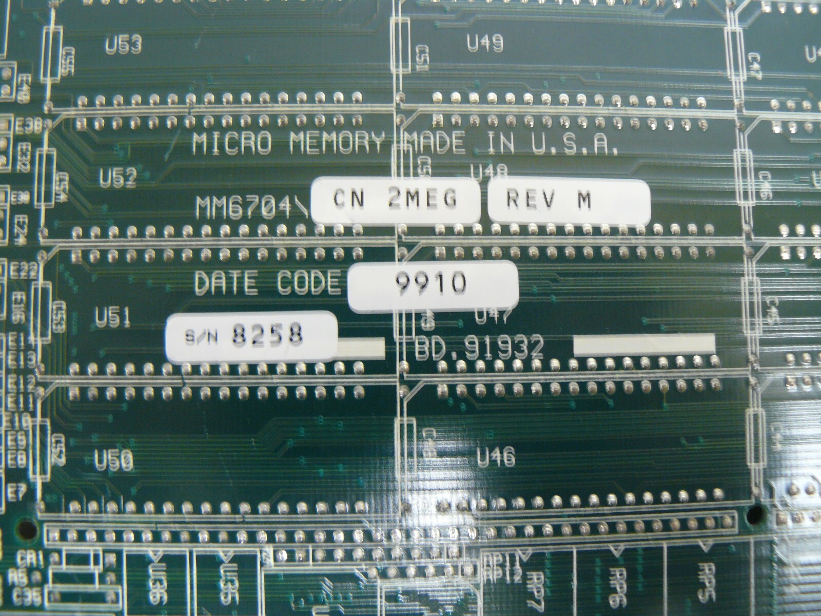 MICRO MEMORY MM6704/CN 2MEG VME MEMORY BOARD