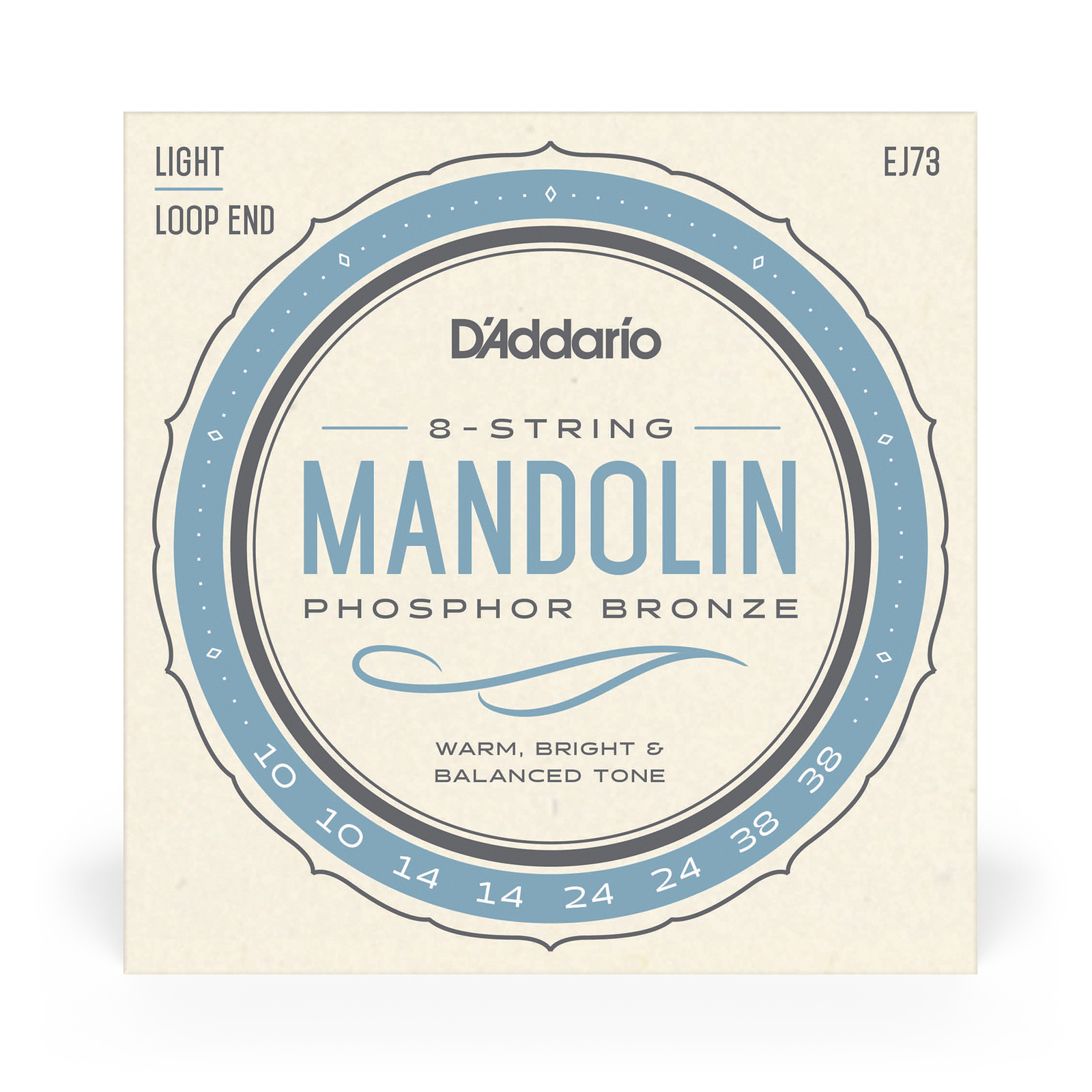 D'Addario EJ73 Phosphor Bronze Mandolin Strings, Light Gauge, 10-38