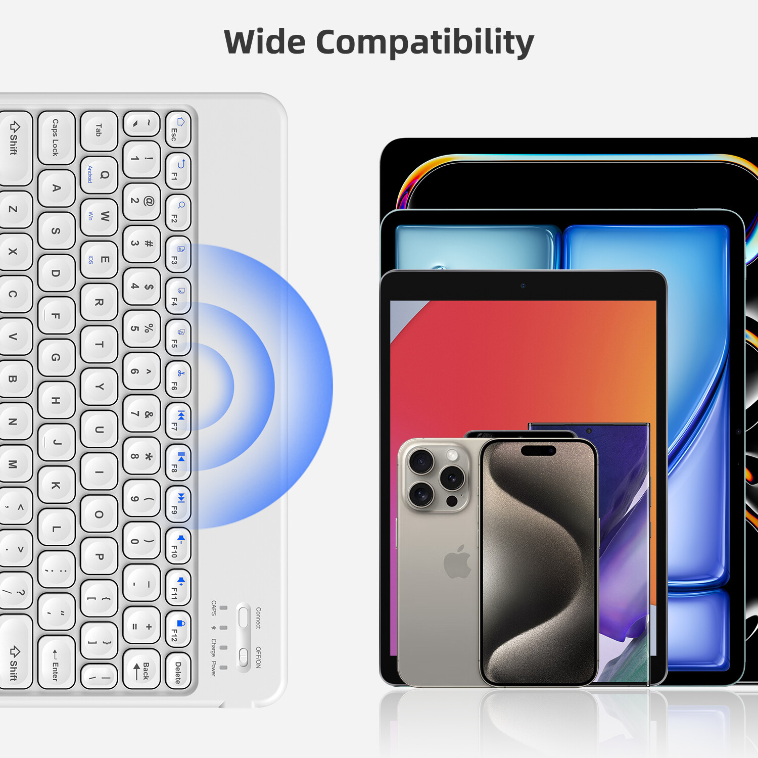 LED Rechargeable Smart Wireless Bluetooth Keyboard For Android Windows IOS Mac