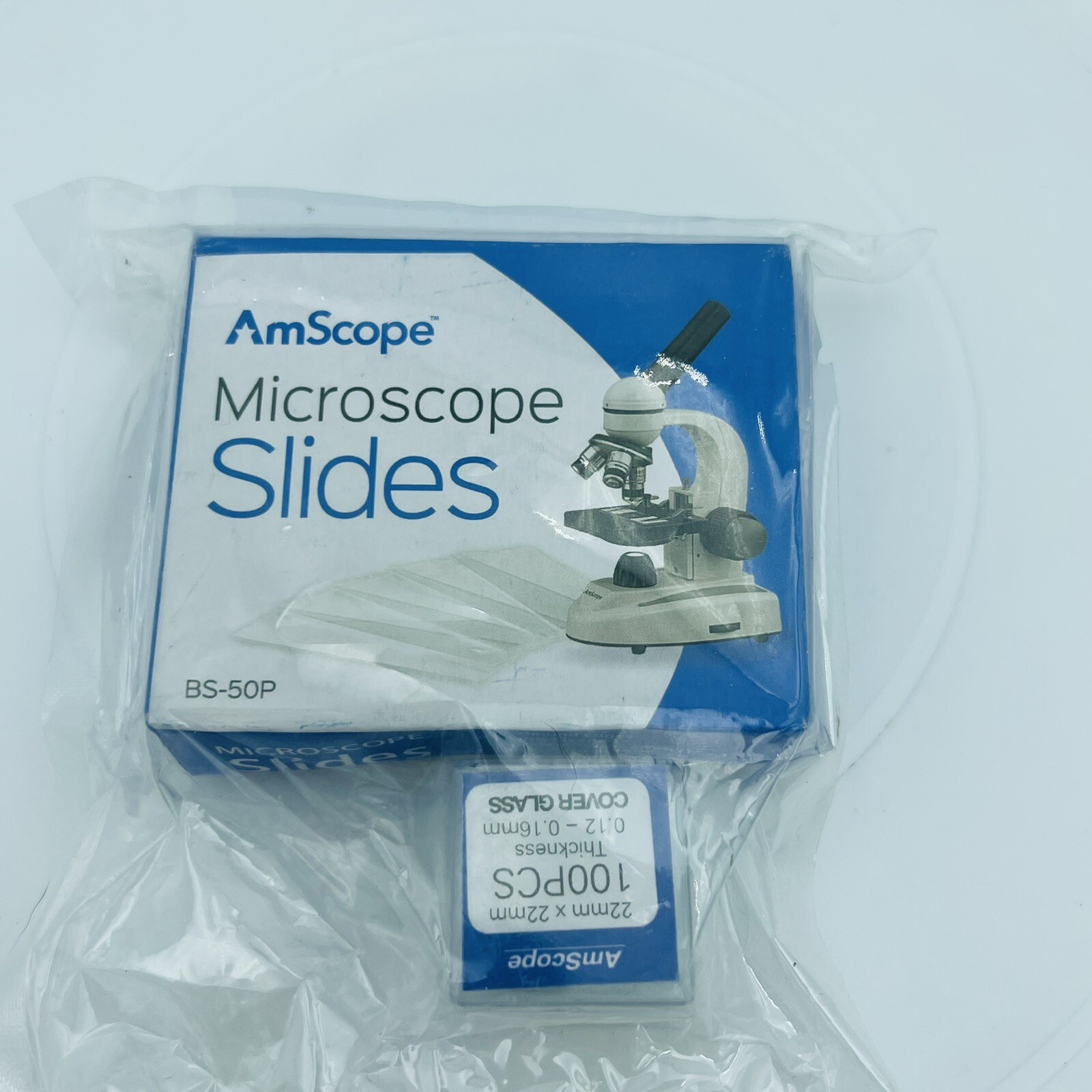 AmScope 50 Pre-Cleaned Blank Microscope Slides + 100 22x22mm Square Cover Glass