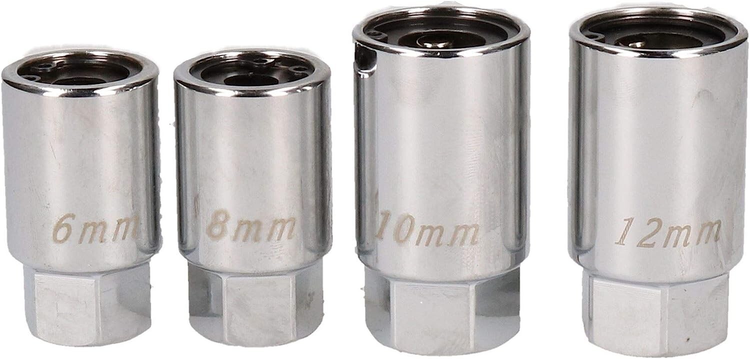 4pc Socket Stud Screw Extractor Remover Installer 6, 8,10,12mm w/Roller Bearing
