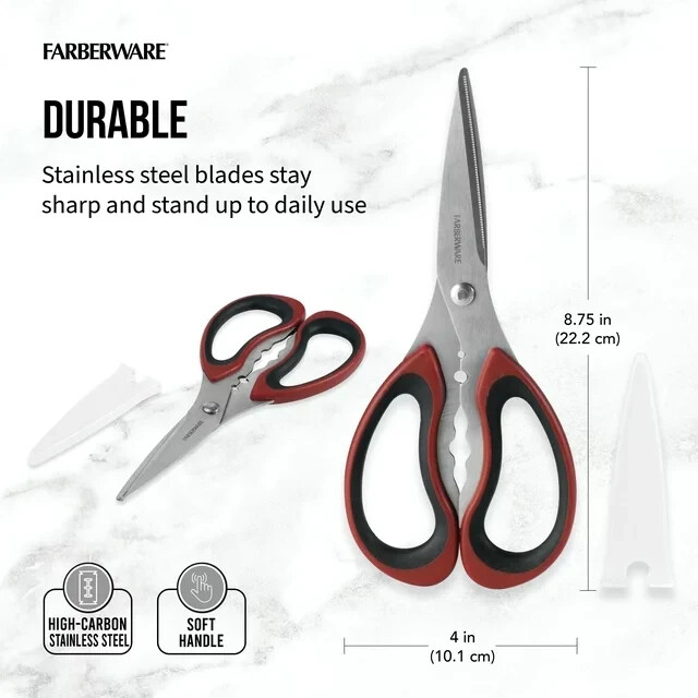 Farberware Soft Grips Stainless Steel Kitchen Herb Shears Scissors Meat Cooking
