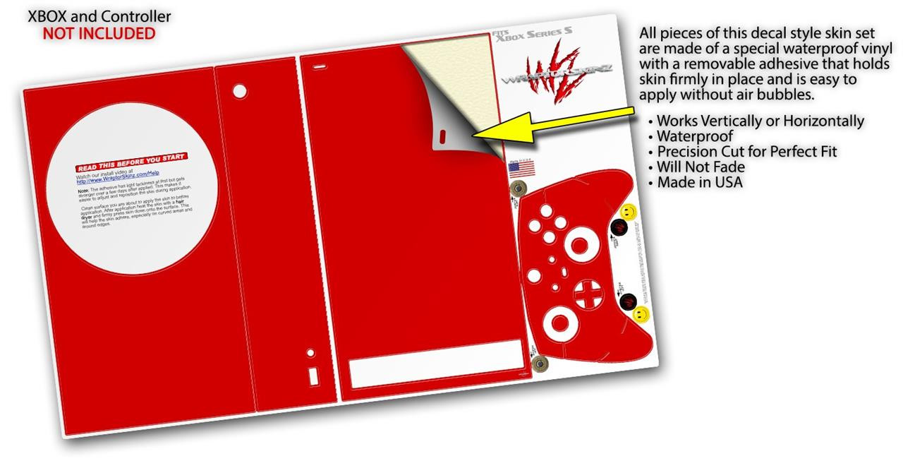 Skin Wrap for XBOX Series S Console Controller Solids Collection Red