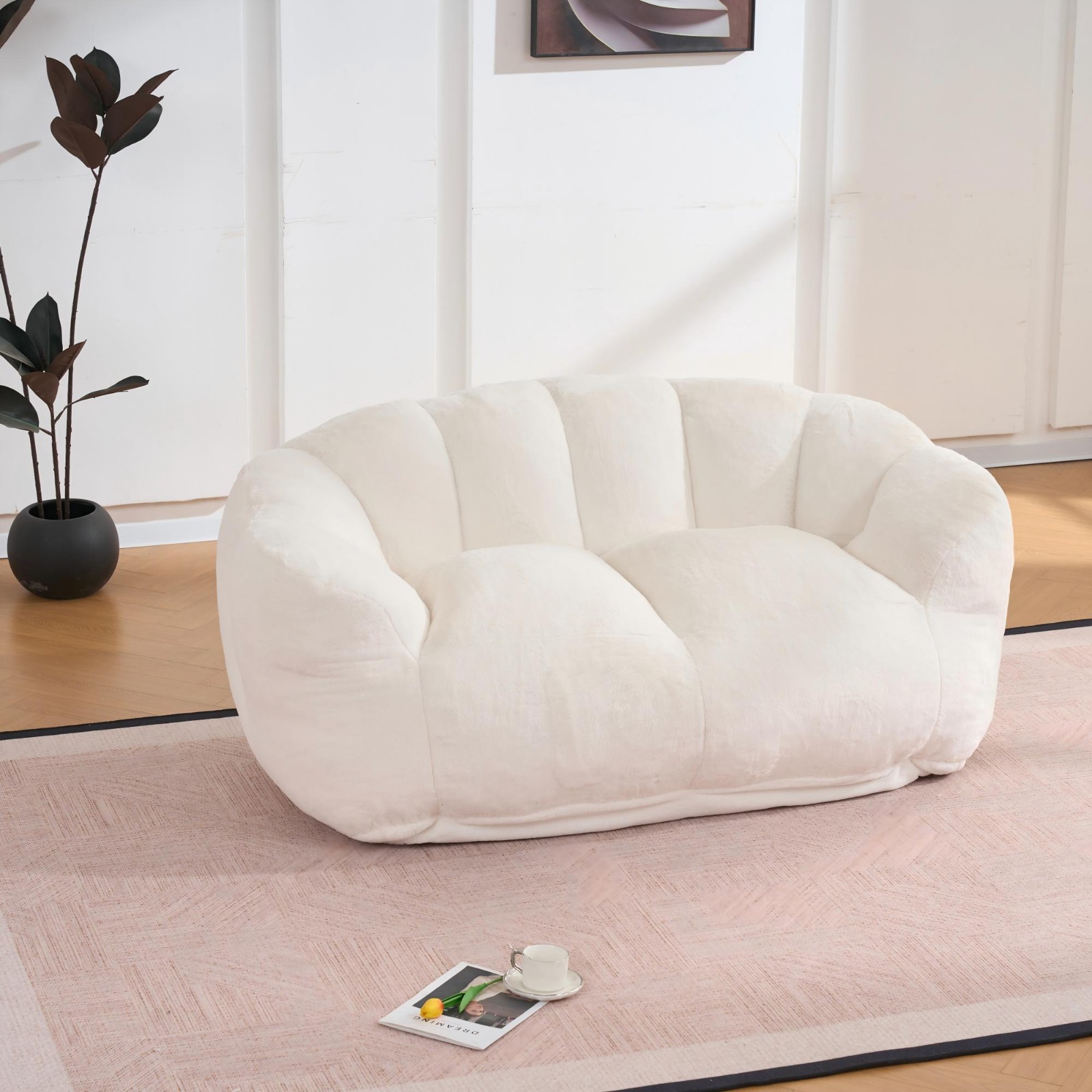 Ultra Soft Fluffy Two Seater Lazy Sofa Bean Bag Chair for Adults