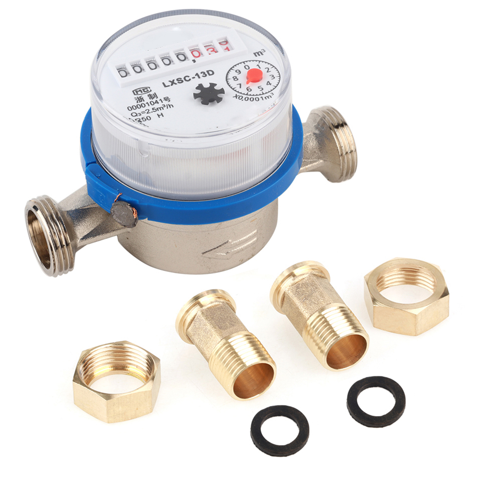 15mm 1/2" Plastic Cold Water Meter Single Water Dry Table Measuring Tools