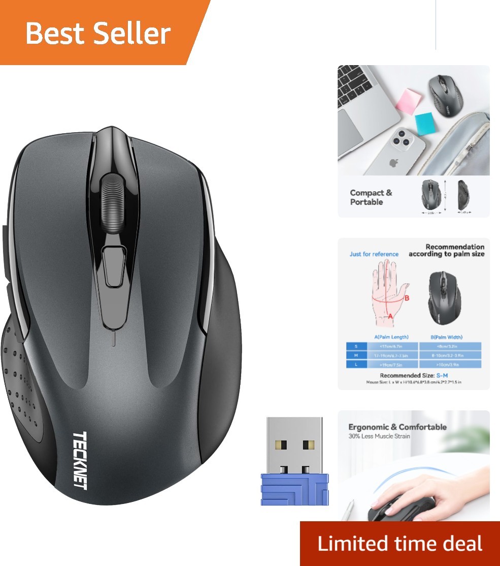 24- Battery Life Wireless Mouse with 6 Buttons and Ergonomic Design