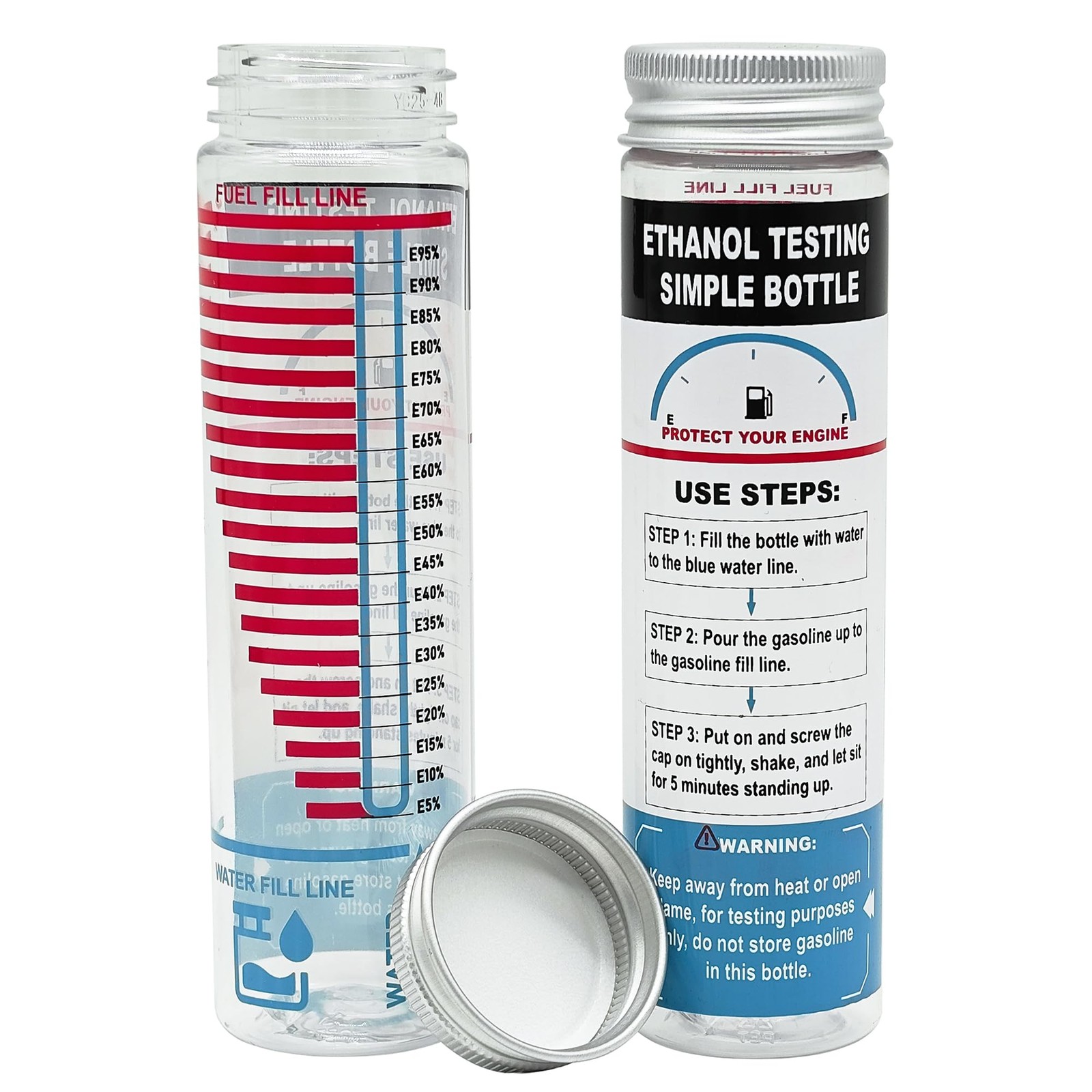 LUCKLYJONE E85 Tester Kit, Reusable Ethanol Test Wide Large, Two Pack