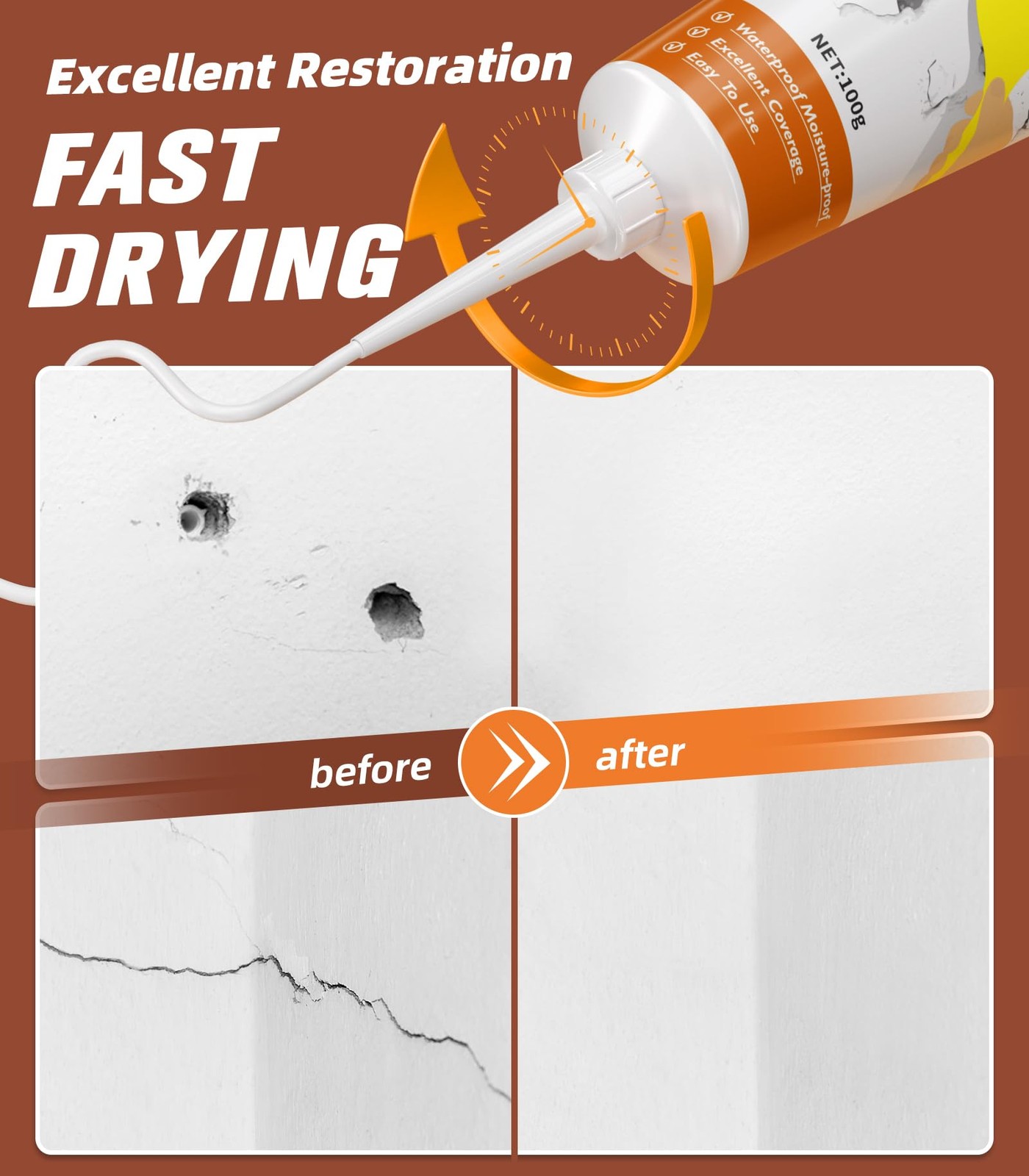 Drywall Repair Kit,Wall Patch Repair Kit,2 Pack Wall Patching Agent,Simple Fi...