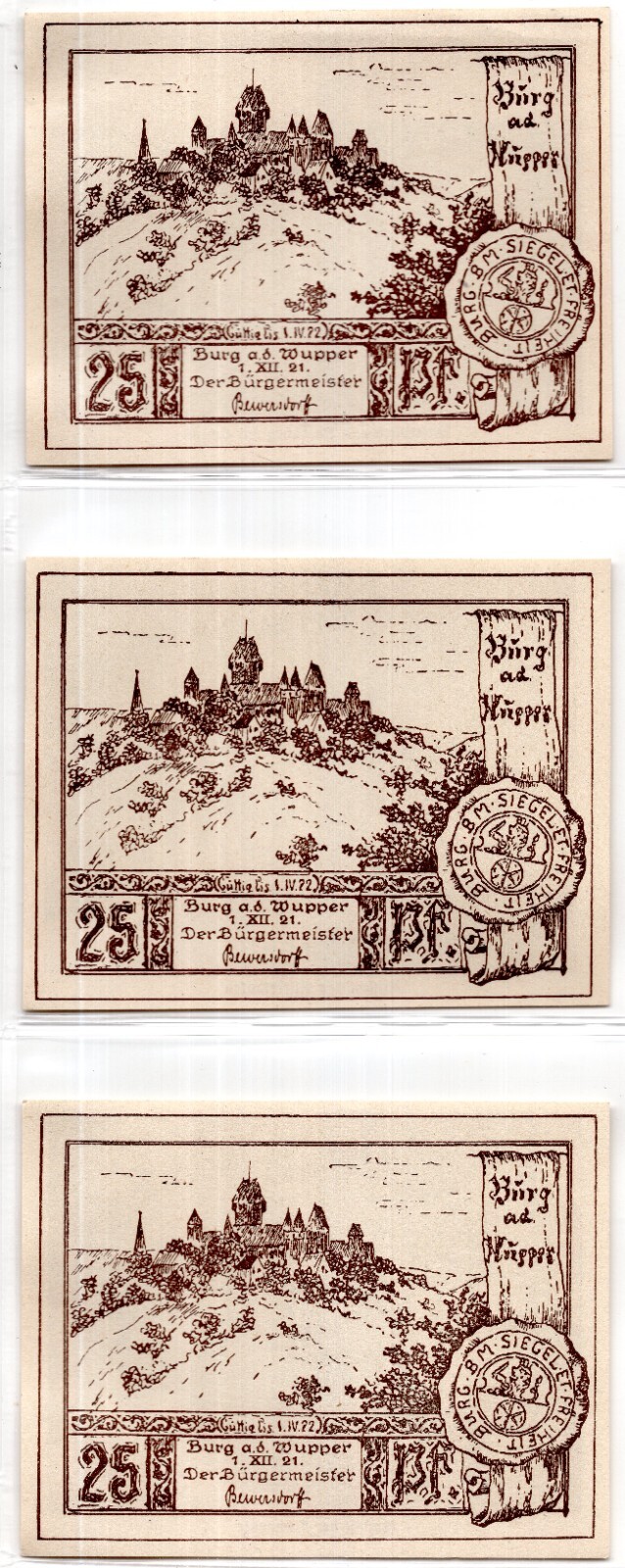 1921 Germany Burg Notgeld Set of 16 Notes (871)