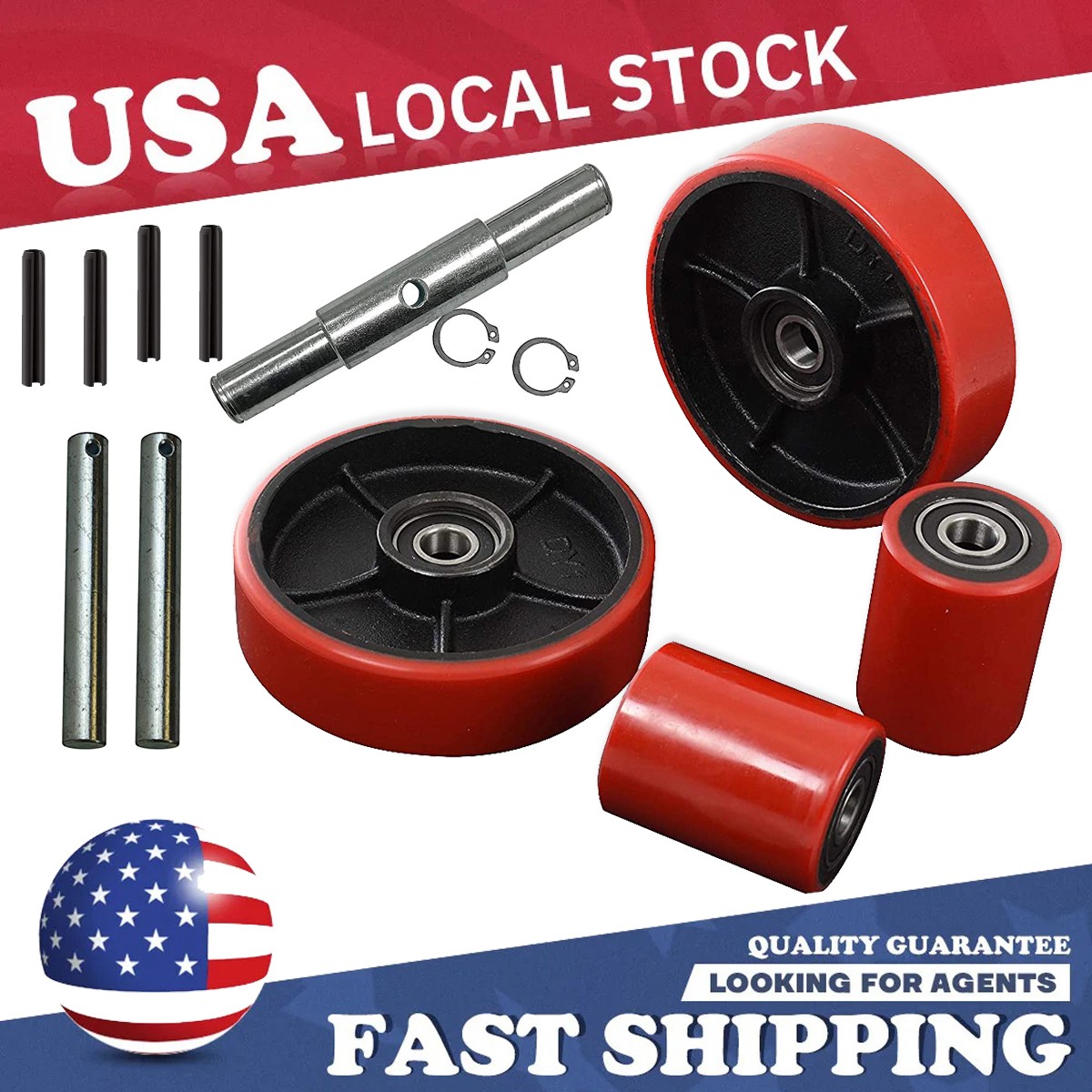 Pallet Jack Lift Truck Steer Load Wheels Replacement Kits with Bearings ID 20mm