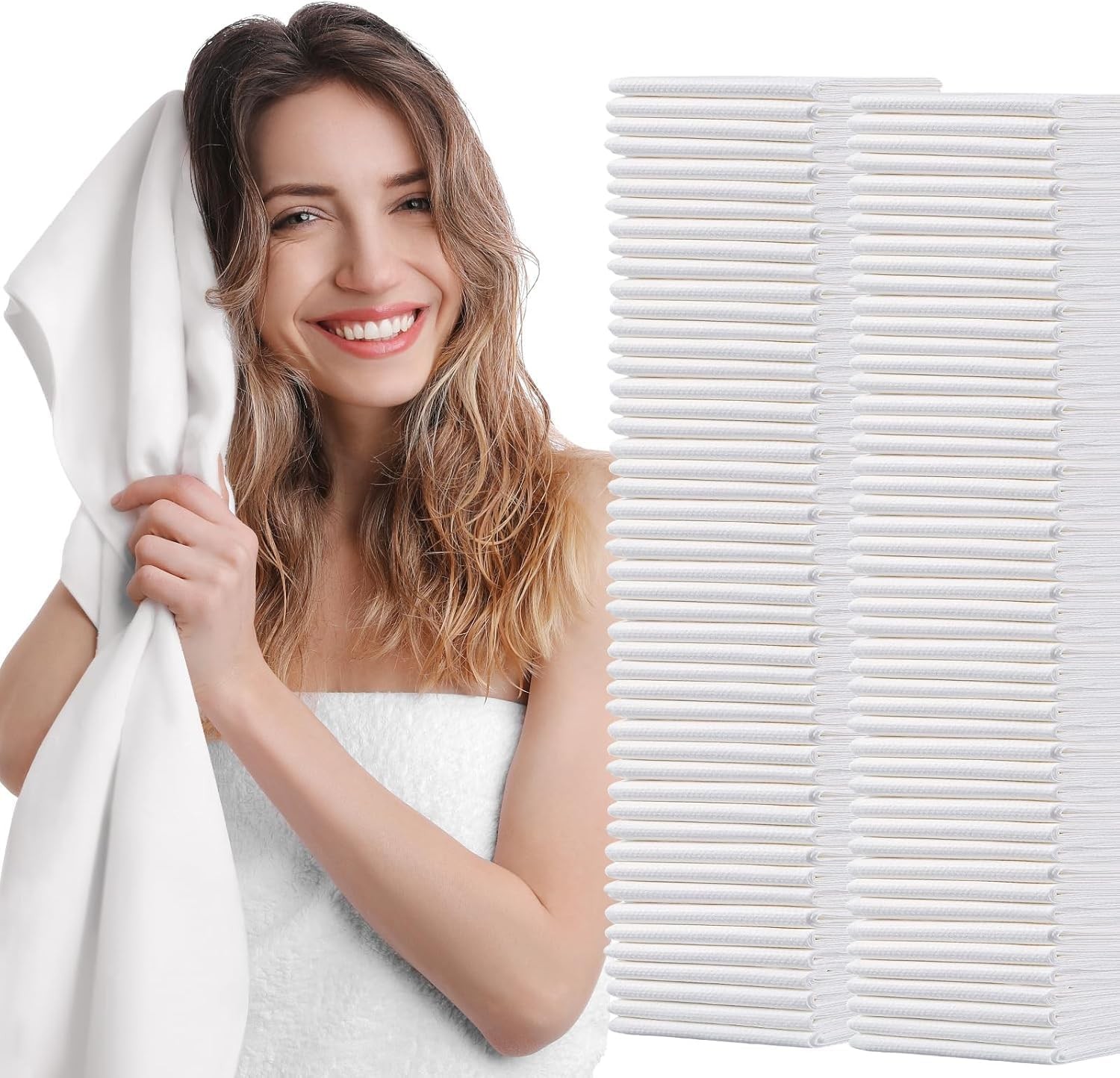 Disposable Bath Hair Drying Towels, 100 Count Super Absorbent Large Luxury