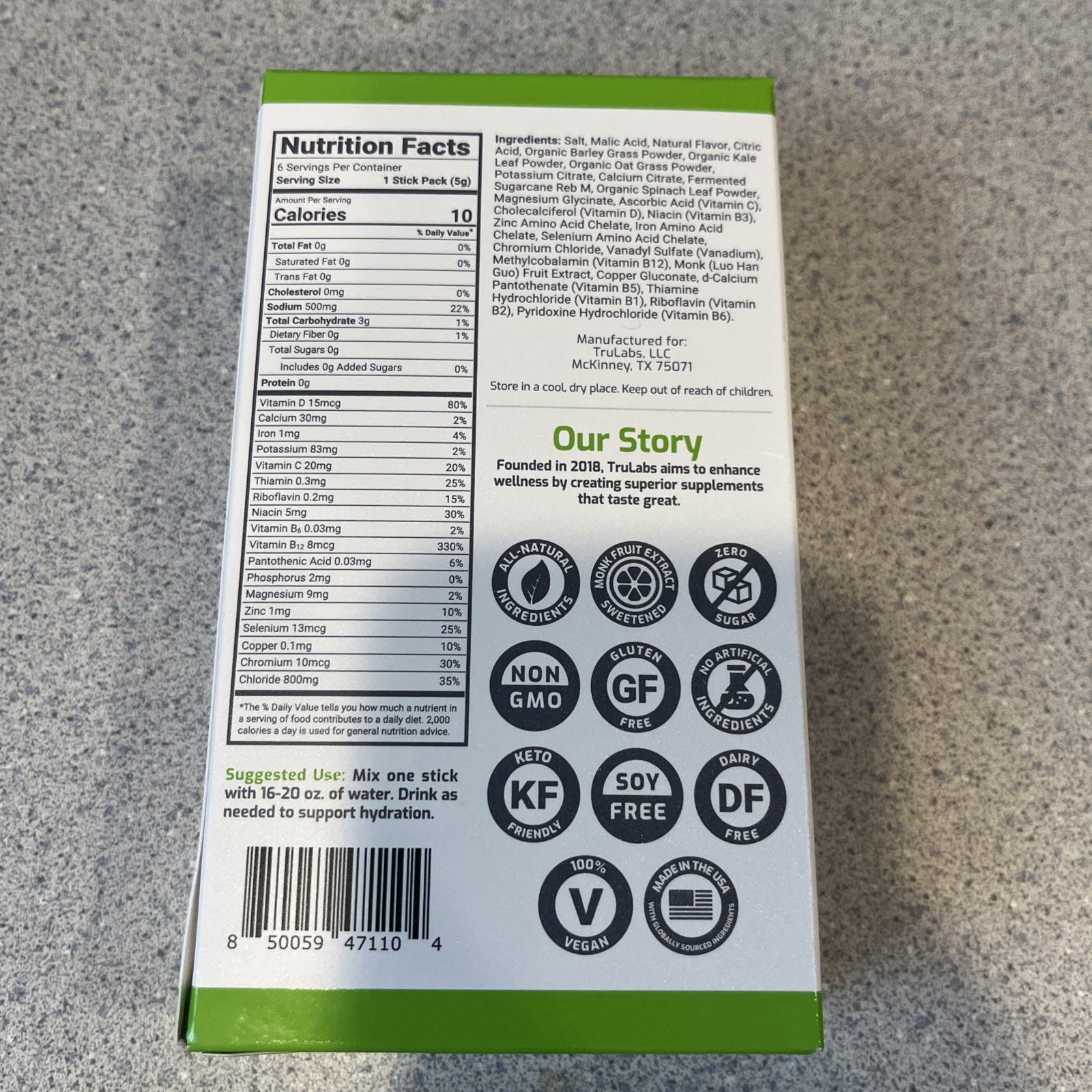 TruLabs Hydrate + Organic Greens-