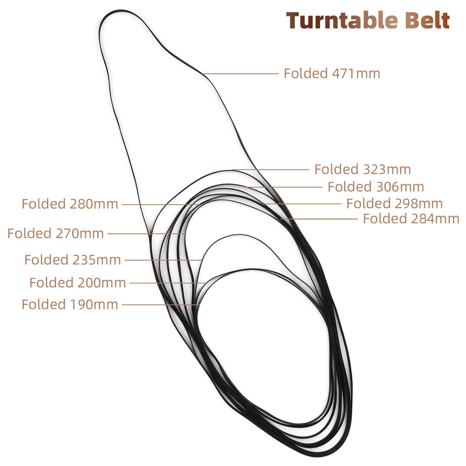 10pcs Turntable Belt Different Specifications Rubber Replace Accessories Black