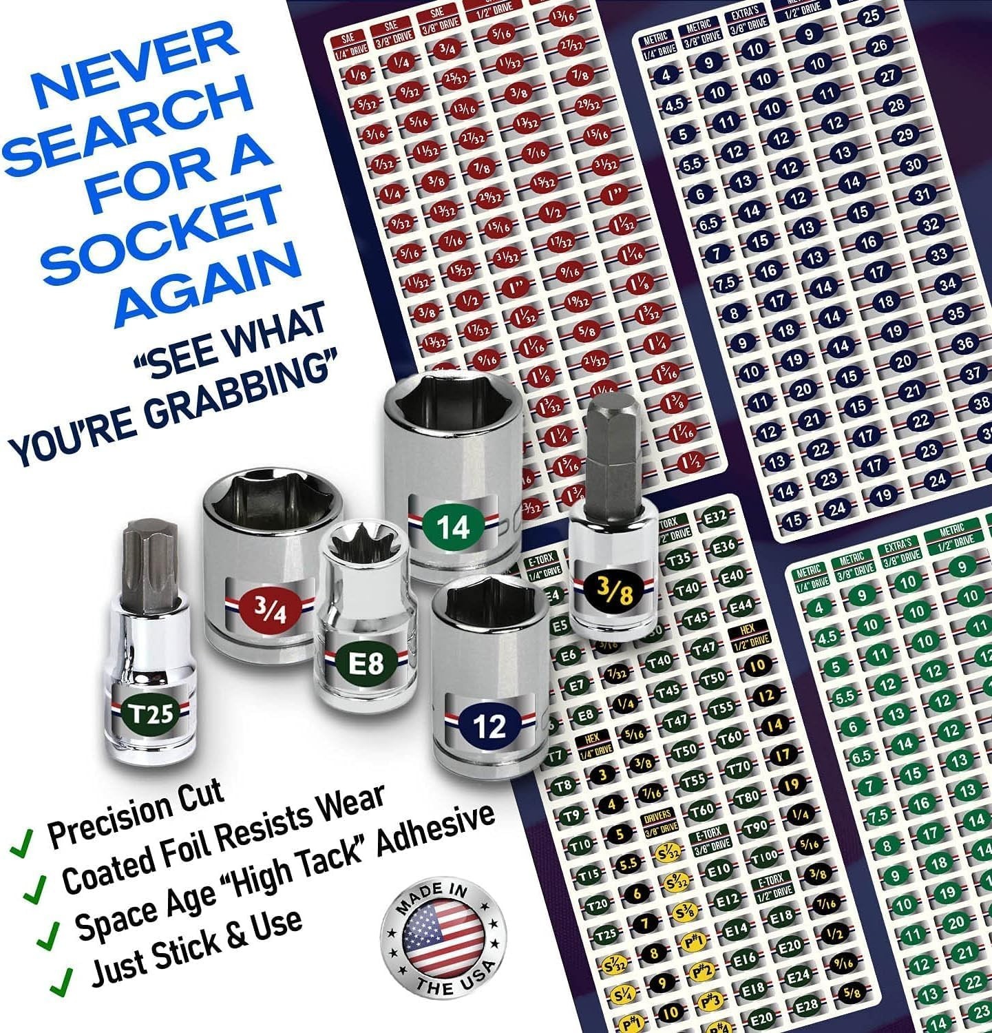 Ultimate Master Magnetic Toolbox & Socket Label Set 447pc + 90 Toolbox Labels