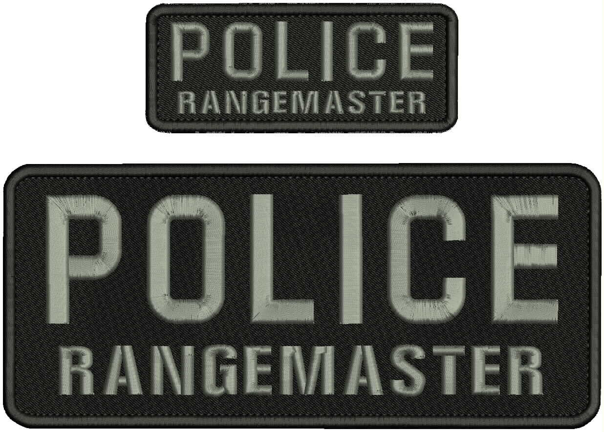 POLICE RMR  EMB PATCH 4X10 & 2X5 HOOK ON BACK GRAY ON BLACK