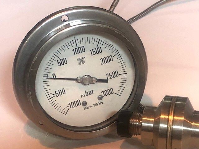 NUOVA FIMA Gauge: 4" Dial, -1000 to 3000mbar with 6Ft tube connection