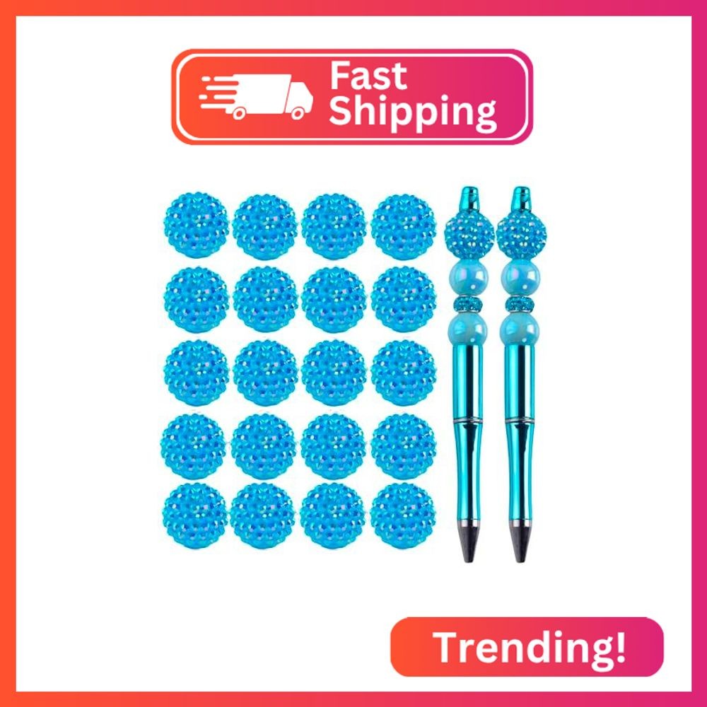 Beads for Pens,20mm Rhinestone Beads 20pcs Chunky Bubblegum Large Spacer Beads f