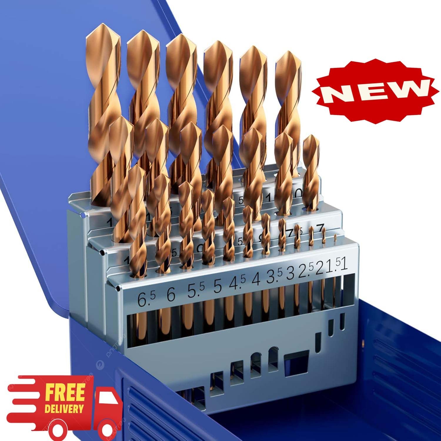 Juego de 25 brocas métricas de cobalto M35, brocas HSS de cobalto de 1,0 mm a 13
