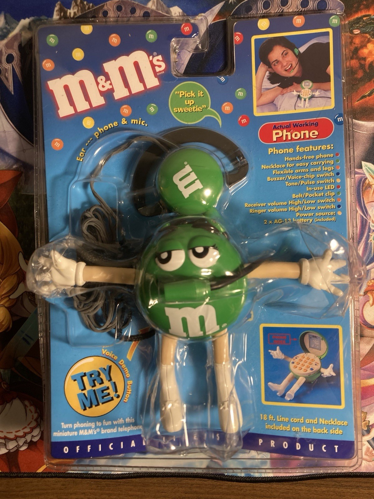 New M&Ms Green Female Character Hands Free Phone Headset With Mic New In Package
