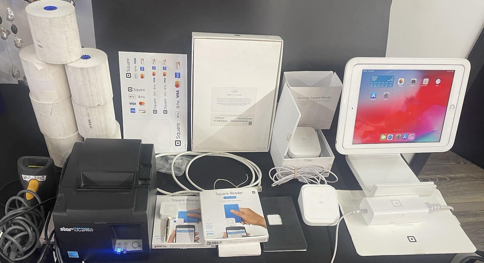 Square POS System Bundle - Tap To Pay, Star Printer, iPad, Readers, Scanner