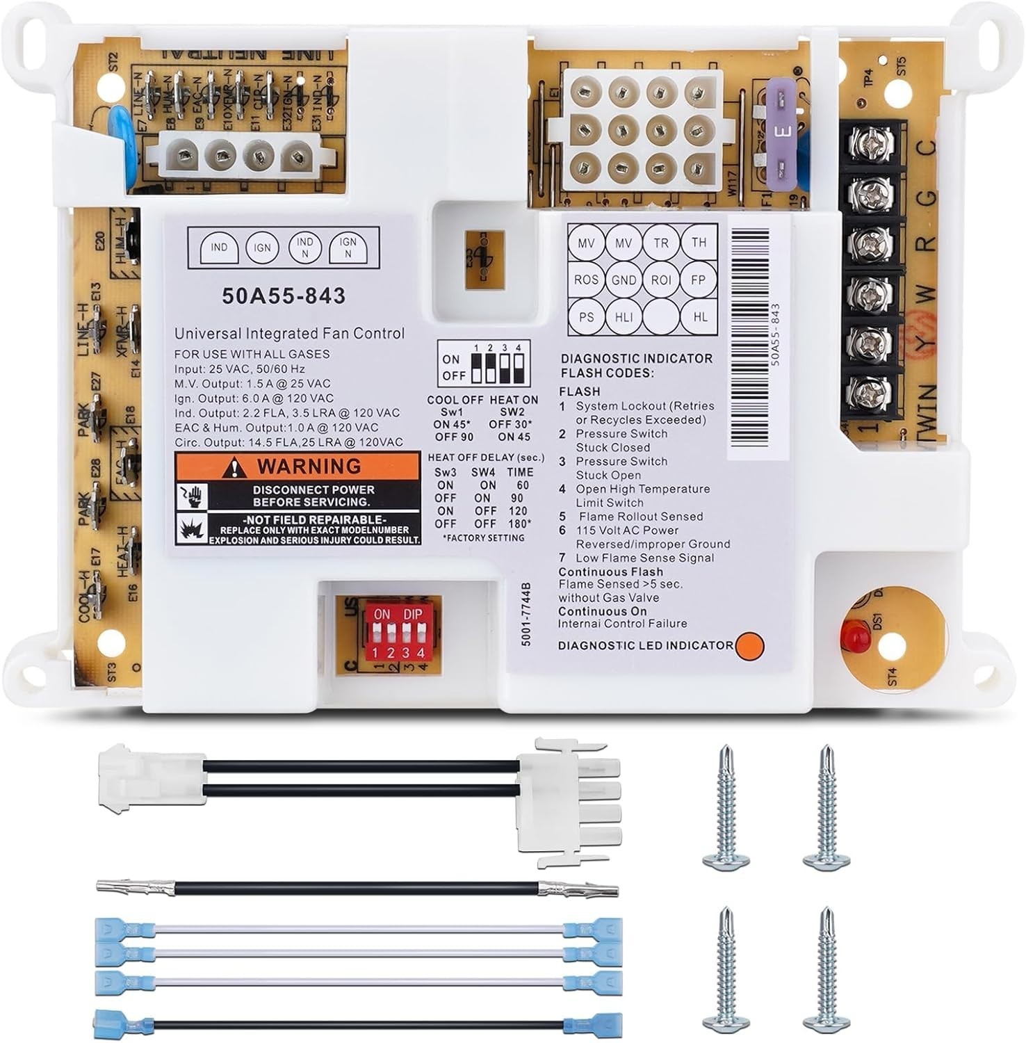 50A55-843 Integrated Furnace Control Board Compatible White Rodgers 50A50 50A55