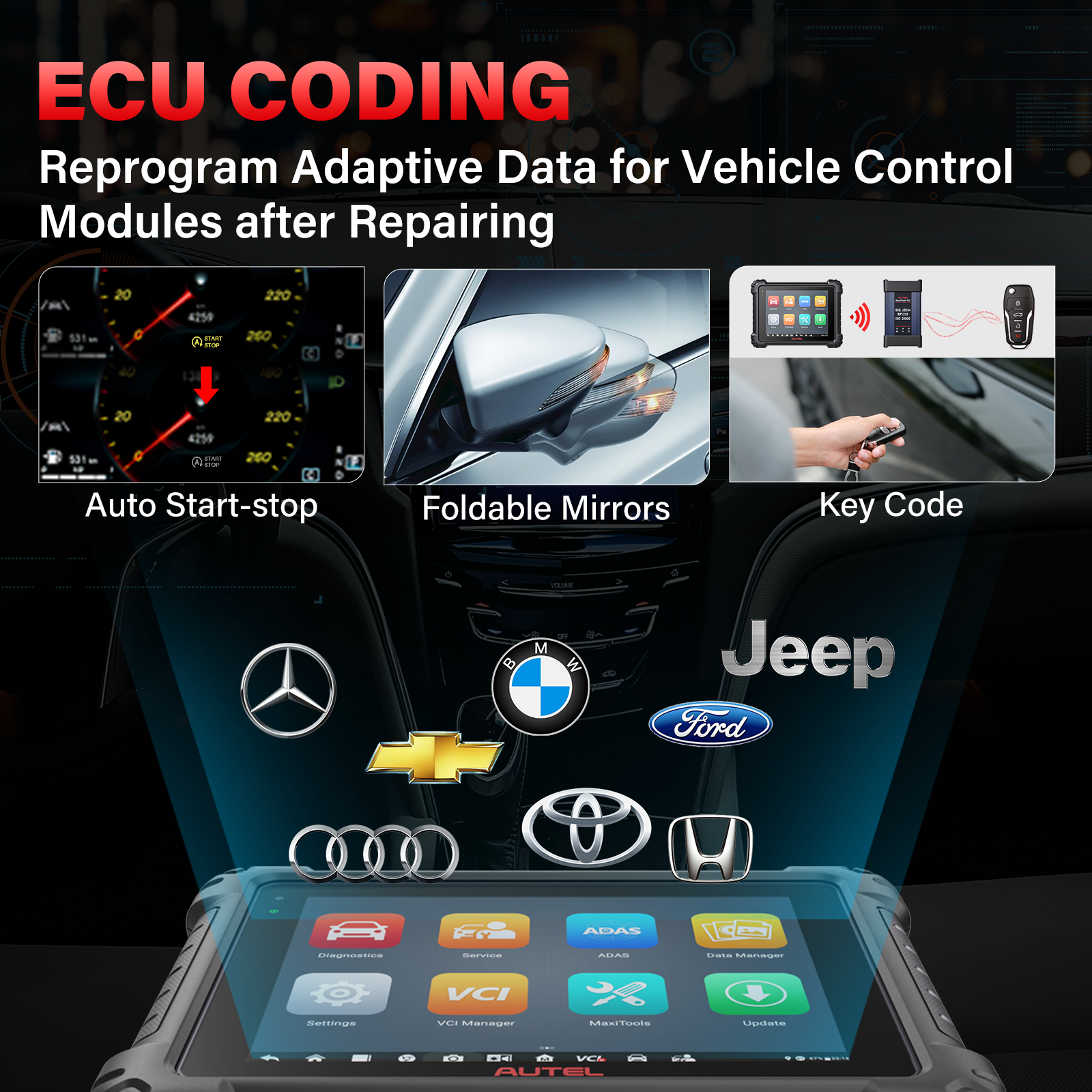 AUTEL MaxiSys MS909 Ultra Scanner Diagnostic Online Programming Coding 5In1 VCMI