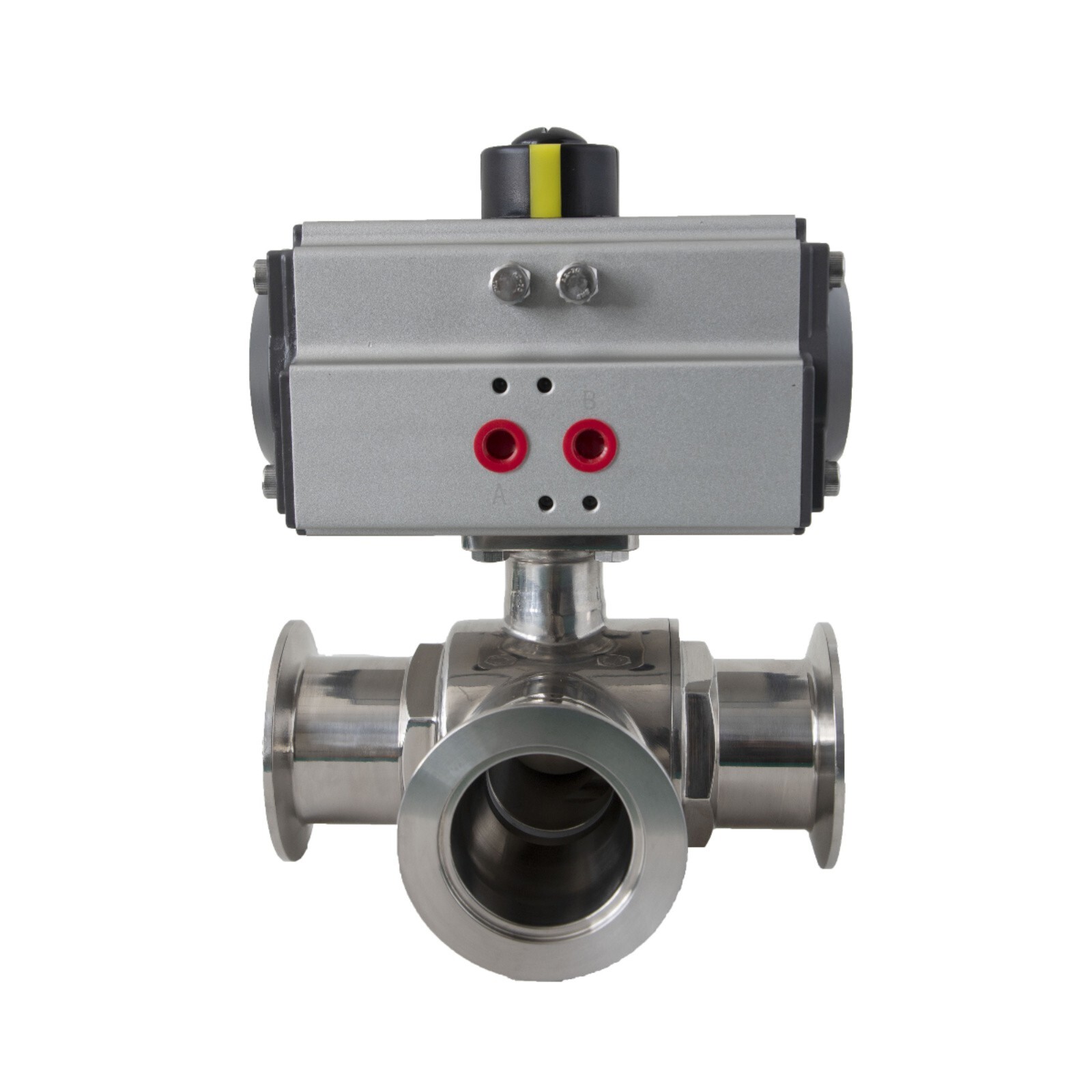 KF40 3-Way L Type Sanitary Pneumatic Vacuum Ball Valve Stainless Steel 304