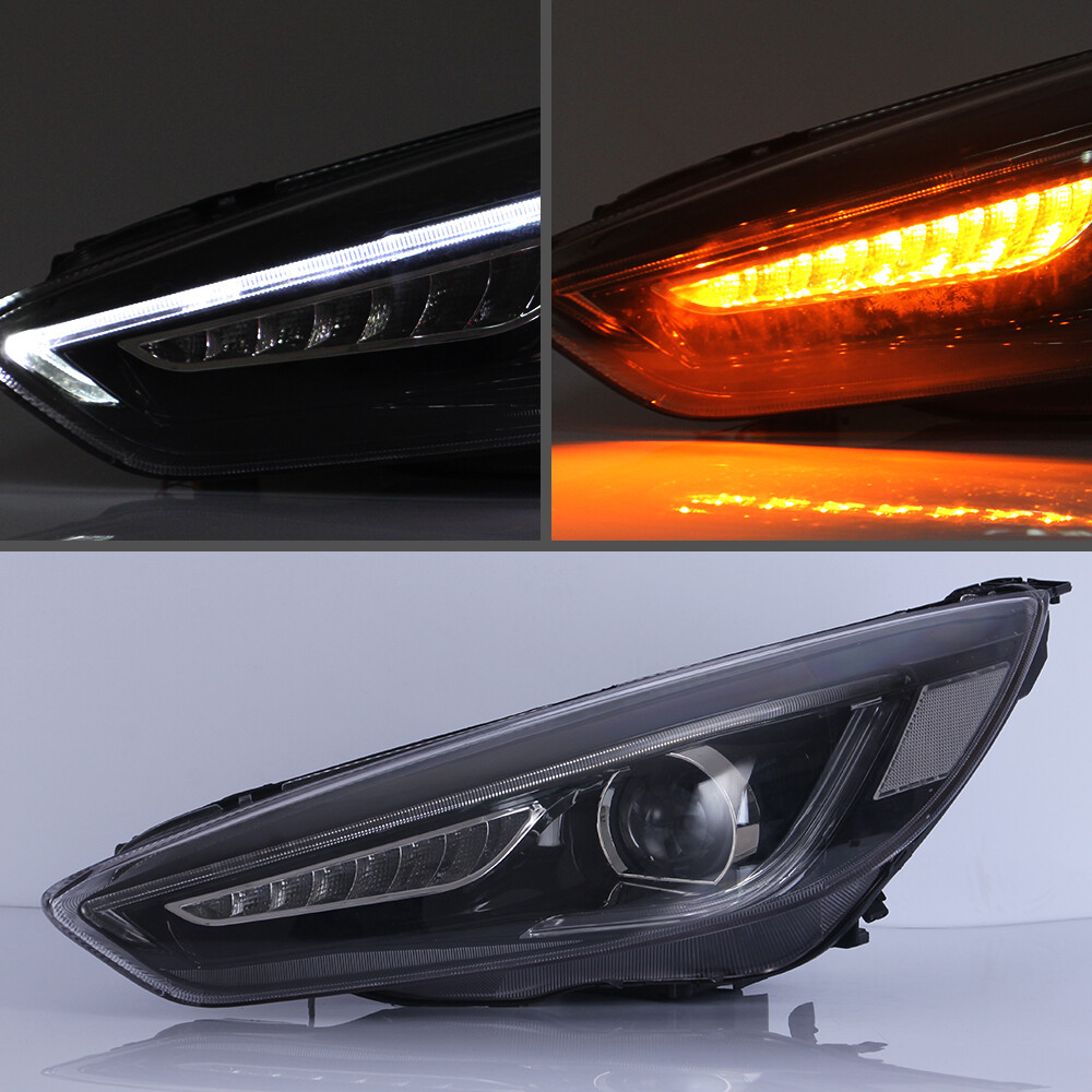2015-2018 VLAND LED Projector Headlights w/Sequential Turn sig For Ford Focus