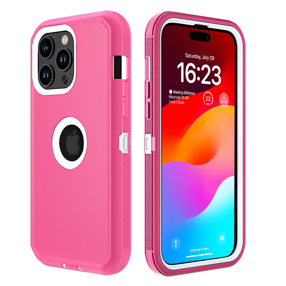 For iPhone 15 Pro Max 15 Case Shockproof Cover+Tempered Glass Screen Protector