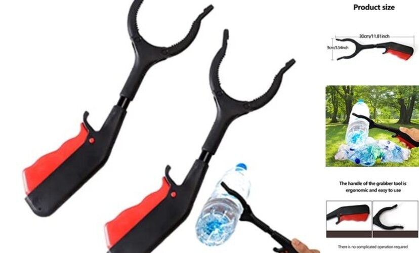 Bibabala Reacher Grabber Tool, 2pcs 30cm Grabbers for Seniors, Black+red