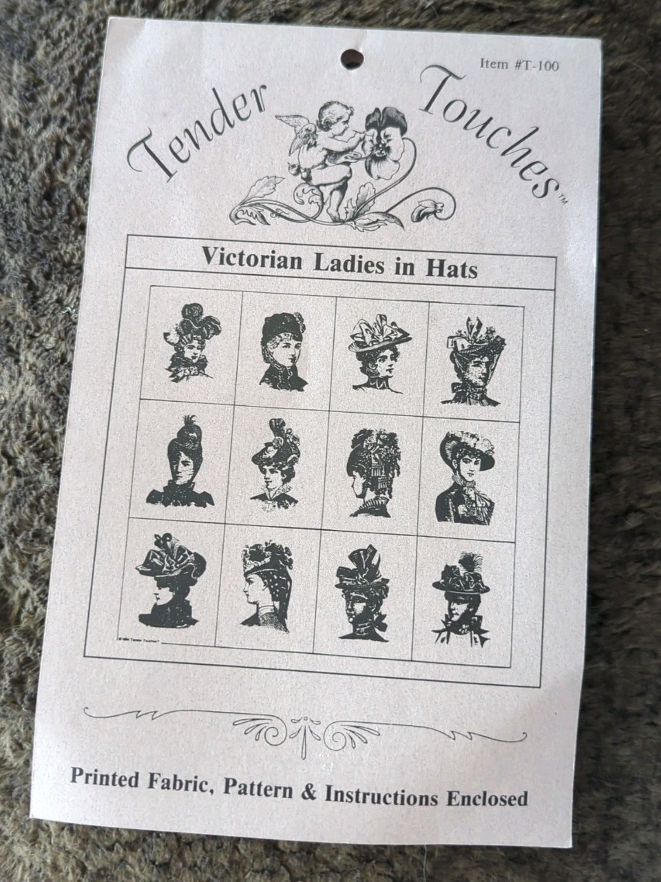 Tender Touches Printed Fabric Victorian Ladies In Hats New Old Stock