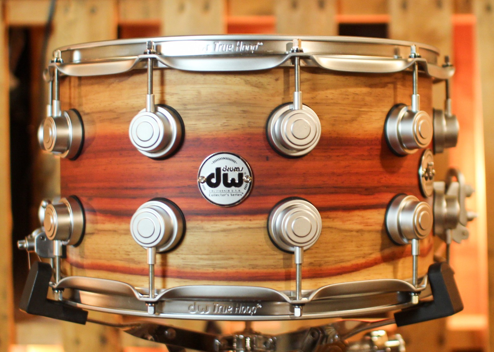 DW 8x14 Collector's SonicPly Satin Horizontal Padauk Snare Drum - SO#1429995