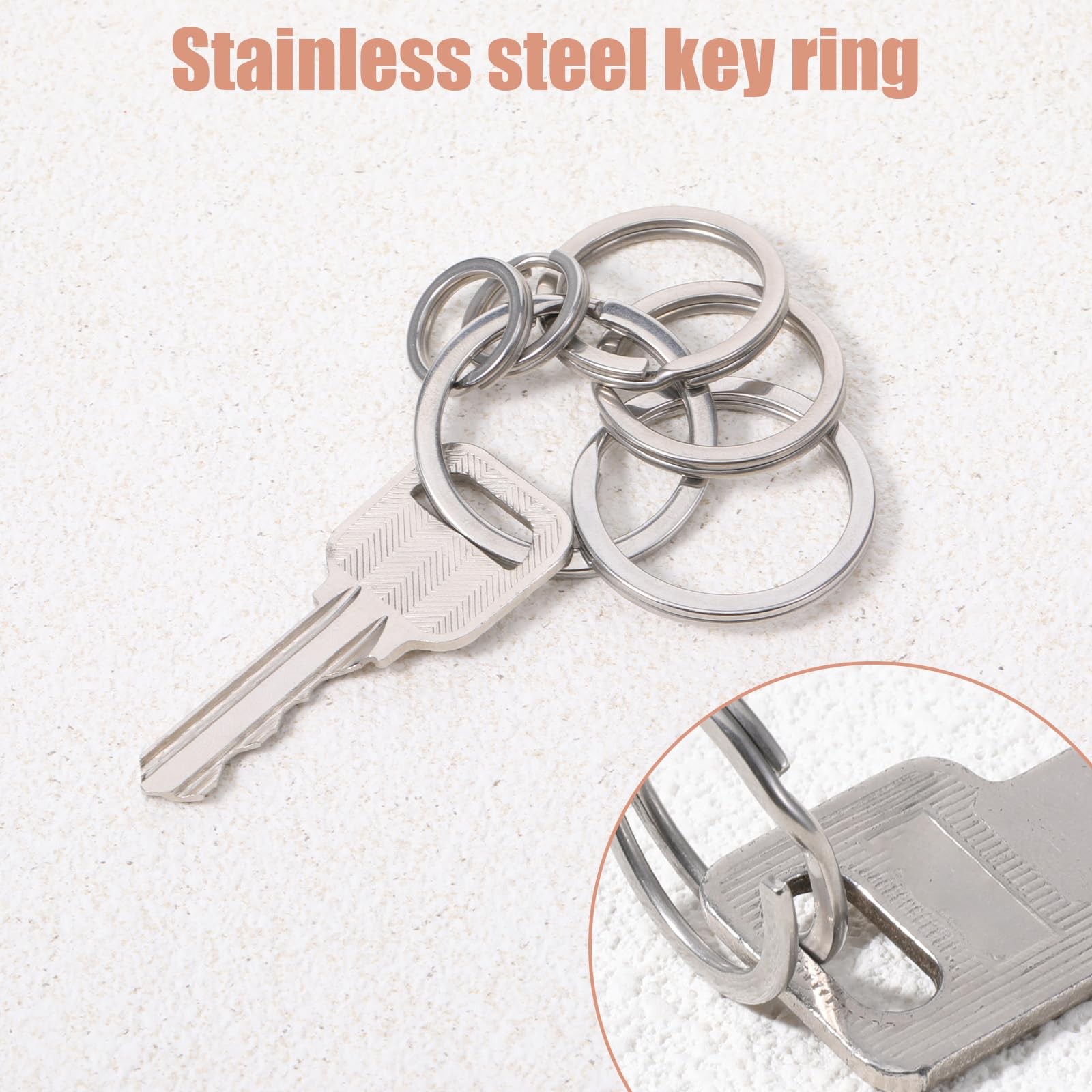 6 Pack Split Rings for Keychains Stainless Steel Key Chain Rings 3 Size 15mm ...