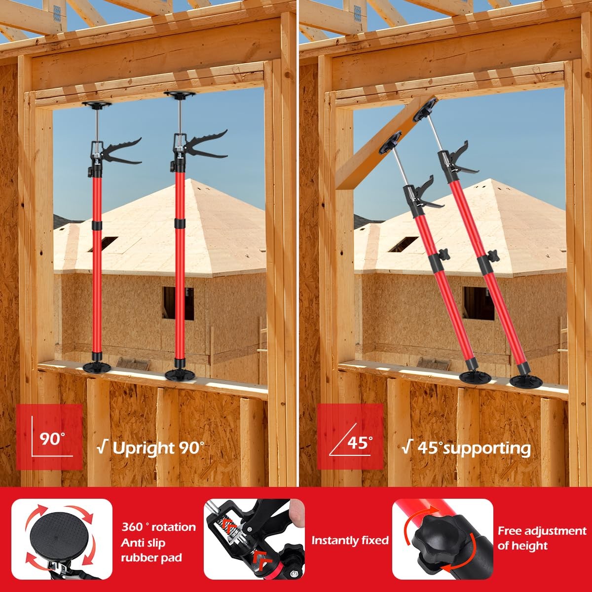 2Pack Cabinet Jacks for Installing Cabinets Adjustable Support Pole 12" to 24...