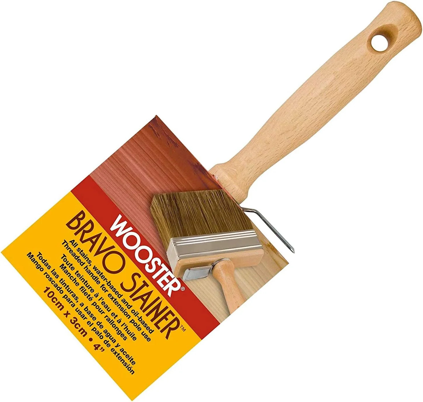 Wooster Brush Available F5119-4 Bravo Stainer Bristle/Polyester Stain Brush, 4 I
