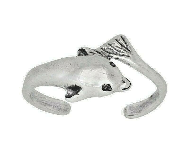 Sterling Silver .925 Dolphin Toe Ring adjustable size | Made In USA