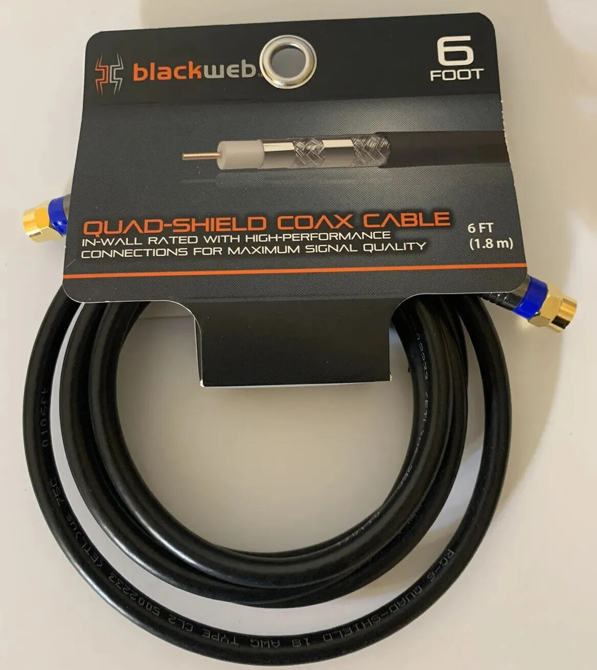 Blackweb 6ft Quad-Shield Coax Cable for Home Theater  Set Up