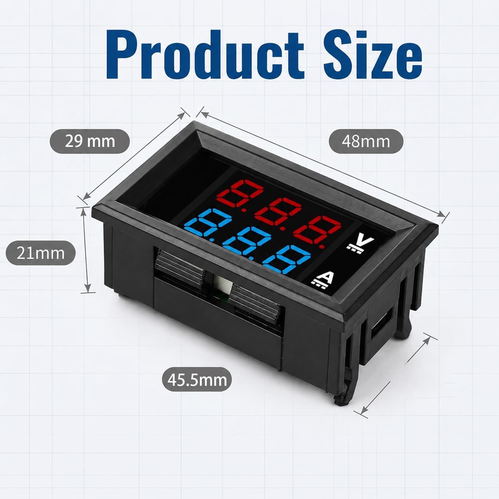 5PCS 0.28" Digital Volt Amp Voltmeter Ammeter Meter DC 100V 10A 3 Bits Red+Bl...